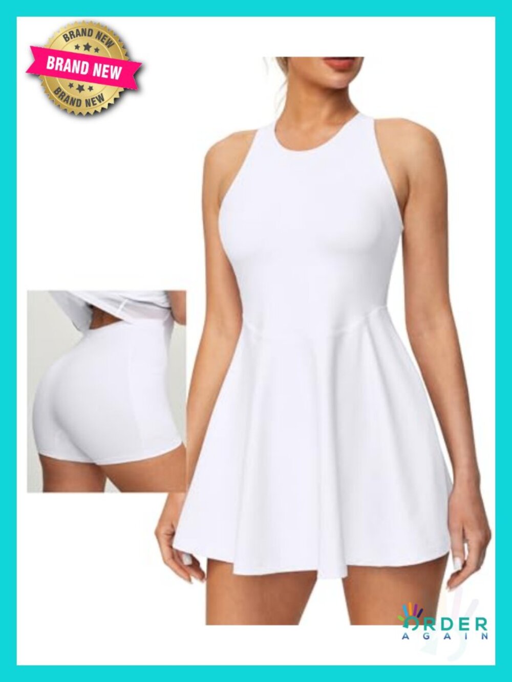 Athletic Tennis Dress with Built-in Shorts and Pockets for Golf